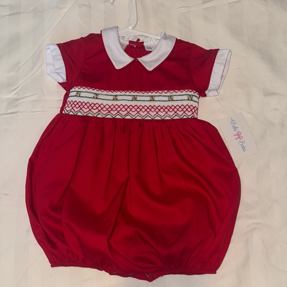 Red Baby Romper with White Collar